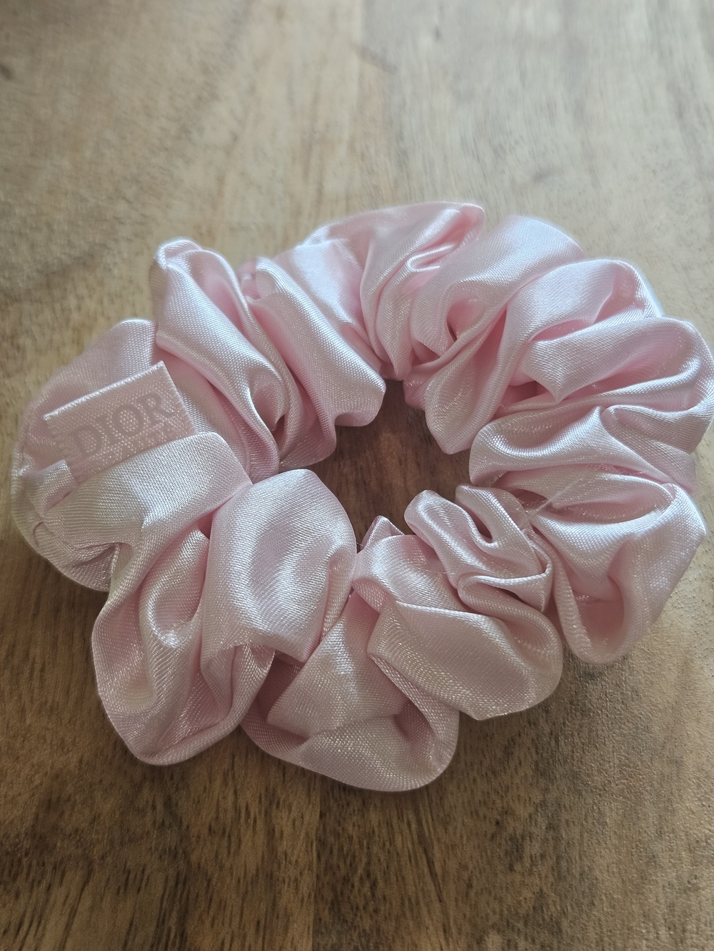 Dior Pink Satin Hair Scrunchie with Branded Tag